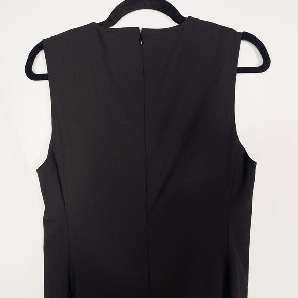 Aritzia Babaton Size 10 Black Wool Stretch Sheath Dress Crew Neck Sleeveless - Picture 5 of 10